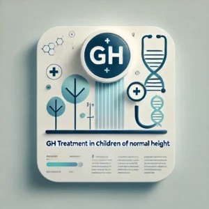 Minimalistic illustration of growth and medical science, related to the study on GH treatment in children of normal height by the Endocrine Society.